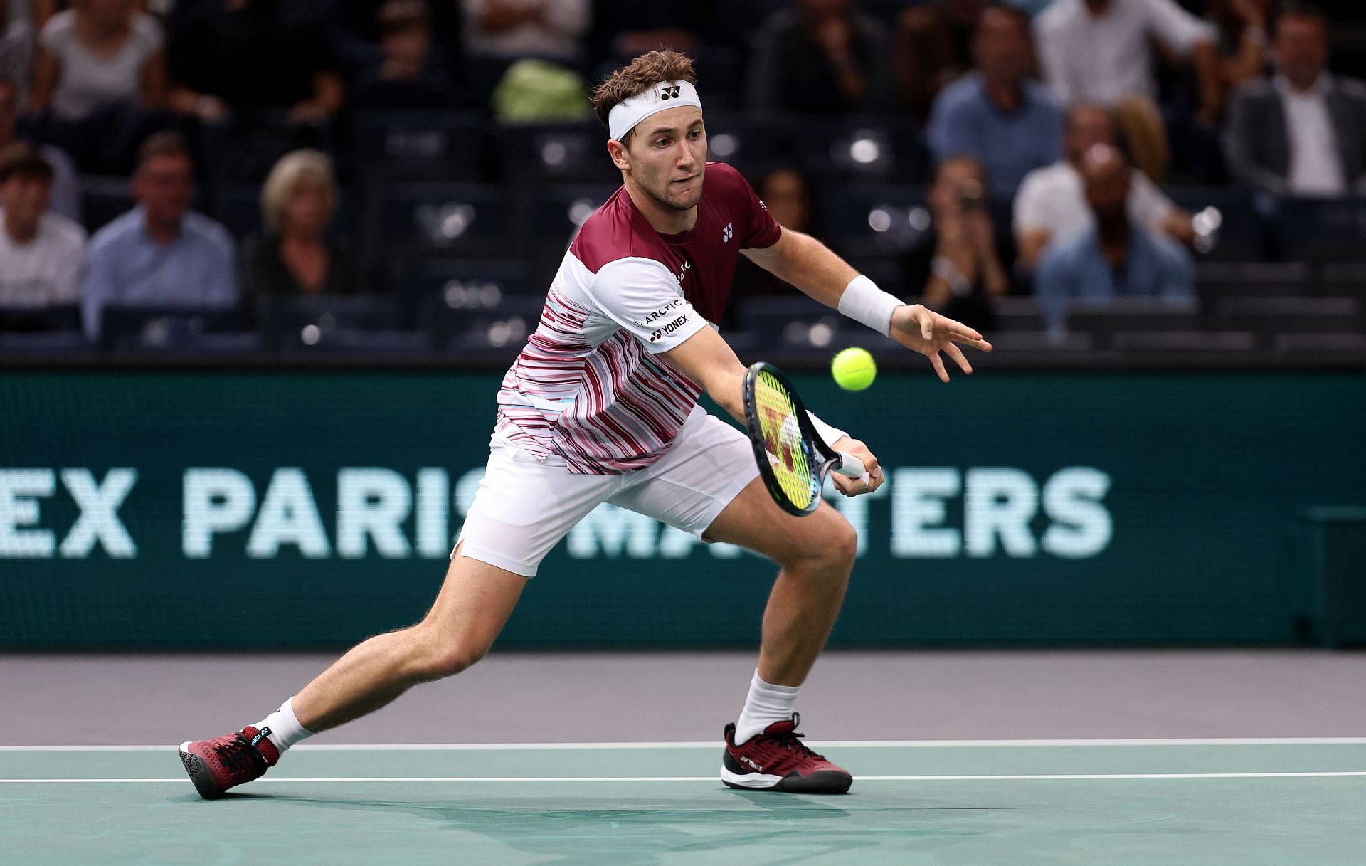 Casper Ruud in action at the 2022 Paris Masters.